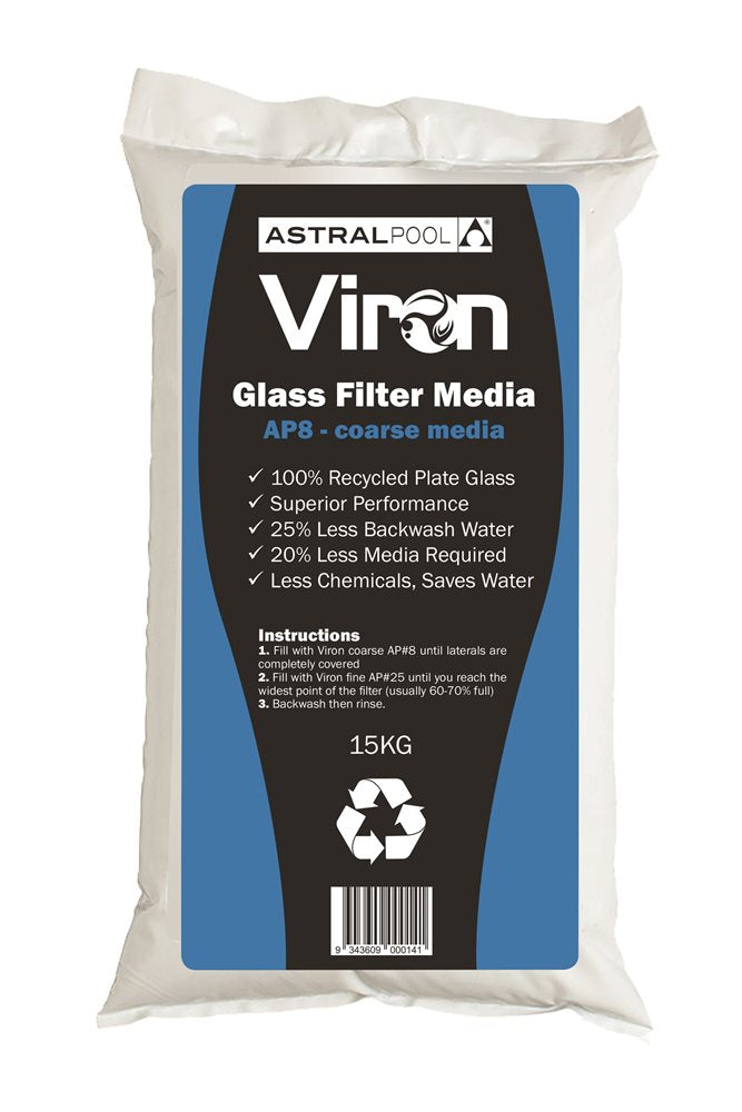 AstralPool Viron coarse glass filter media packaging