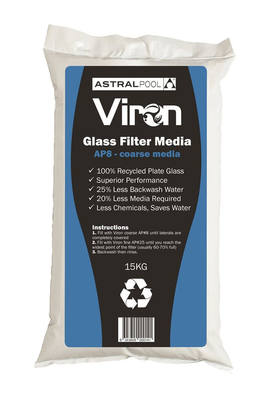 AstralPool Viron coarse glass filter media packaging