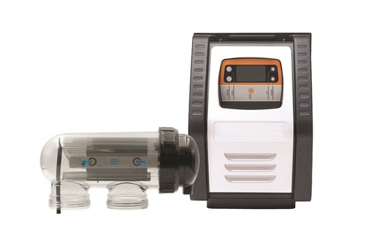 Astral E35 Salt Chlorinator for pools, featuring a digital display and control panel