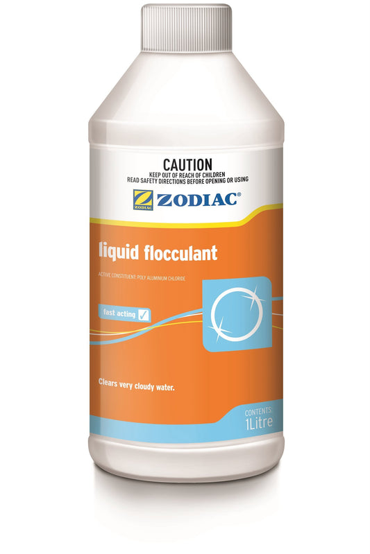 Bottle of Zodiac liquid flocculant